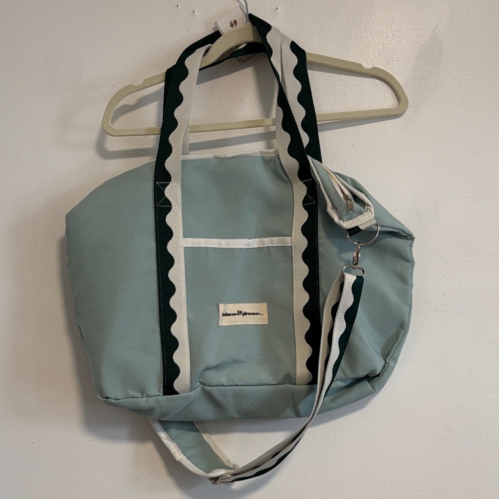 Light Blue Tote Bag with Scalloped Straps